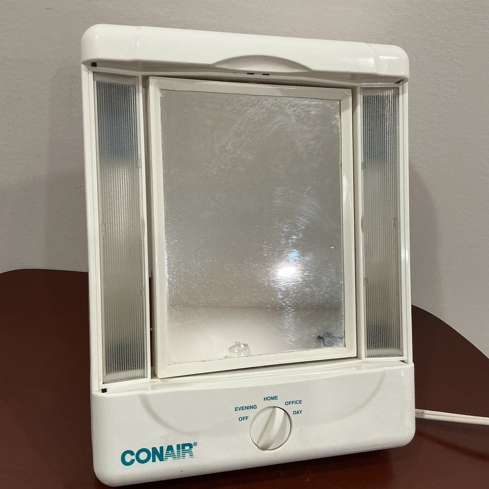 Vintage Conair Lighted Makeup Mirror Model TM8LX Adjustable Stand Dual Sided